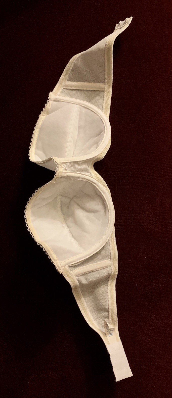 Vintage Strapless Bra White Underwire Seamless Nylon Lycra Spandex 1970s NEW 36C