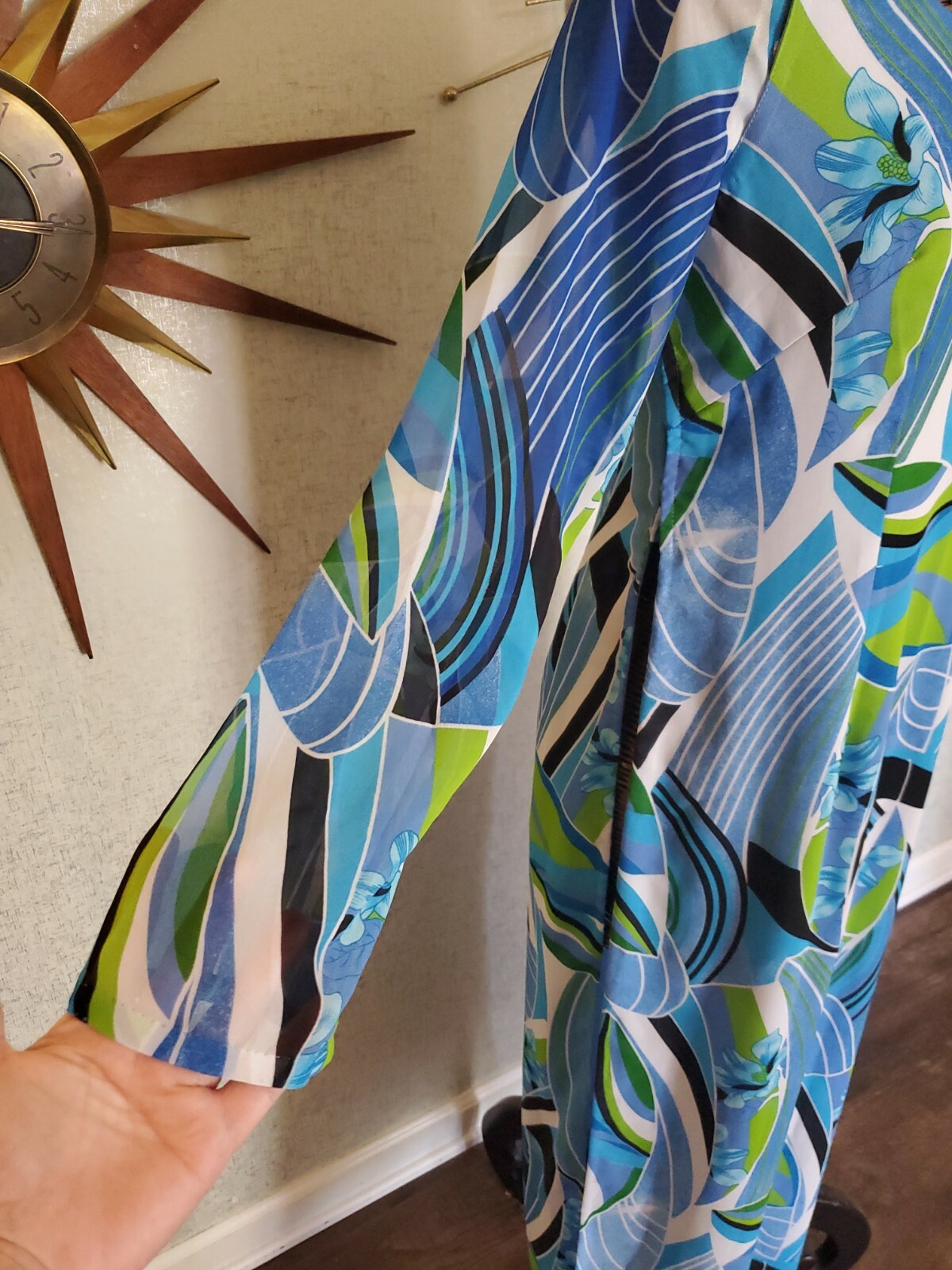 Vintage 1970s Sheer Dress/Shirt With Slits Multicolor