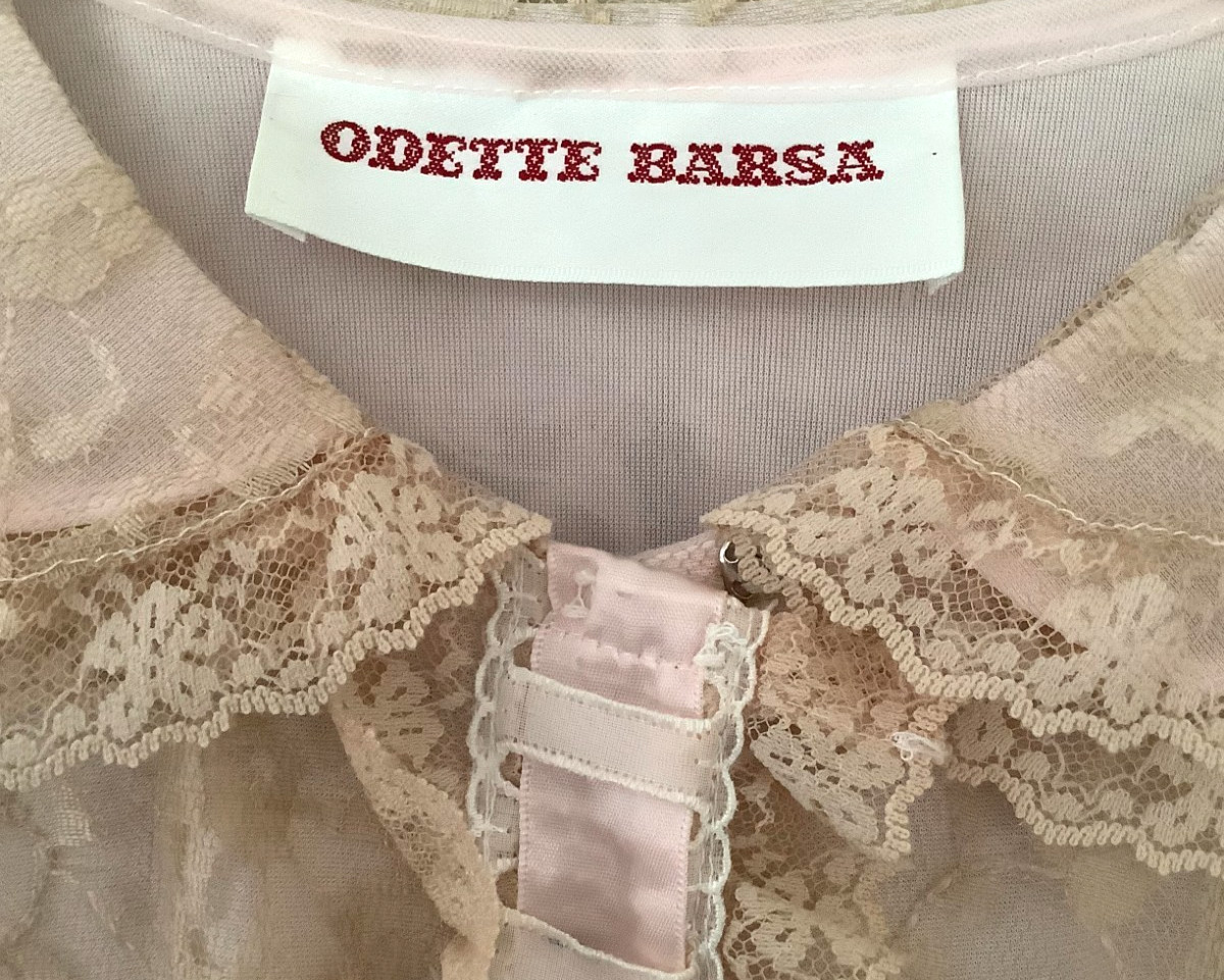 Vintage Original ODETTE BARSA Pink Lace Long Dressing Gown Robe 60s 70s Glamour