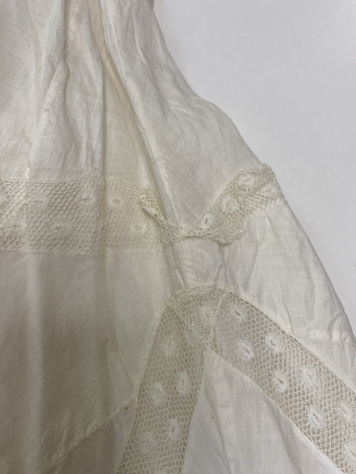 Antique Edwardian XS Skirt French valenciennes Lace Long