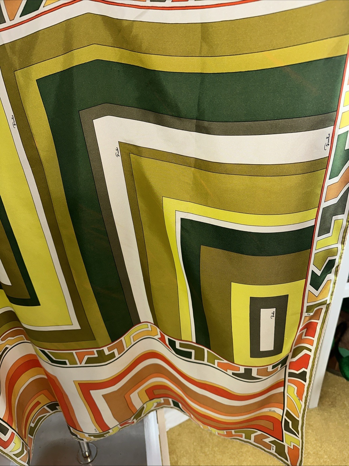 Vintage Emilio Pucci Geometric Silk Scarf Made In Italy 35 In. Square