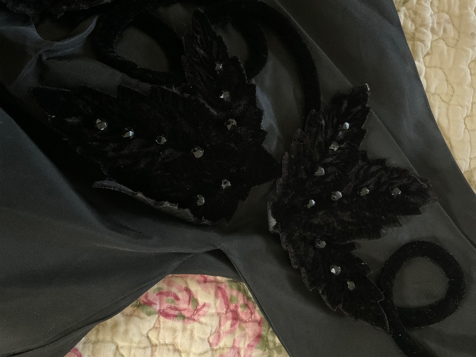 Vtg. Black Satin Taffeta Dress Whimsigoth Dark Fairycore Gothic Henry A Conder