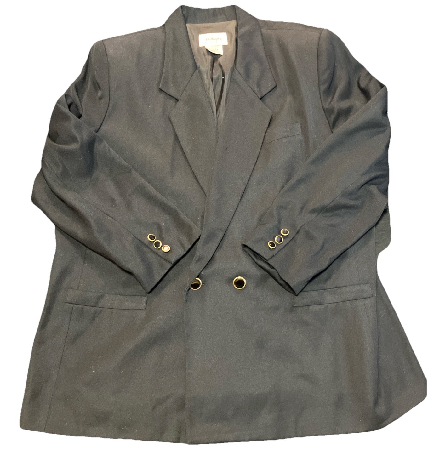 Vintage Worrhington Women’s Blazer Jacket Size 20W Black Gold Buttons Pockets
