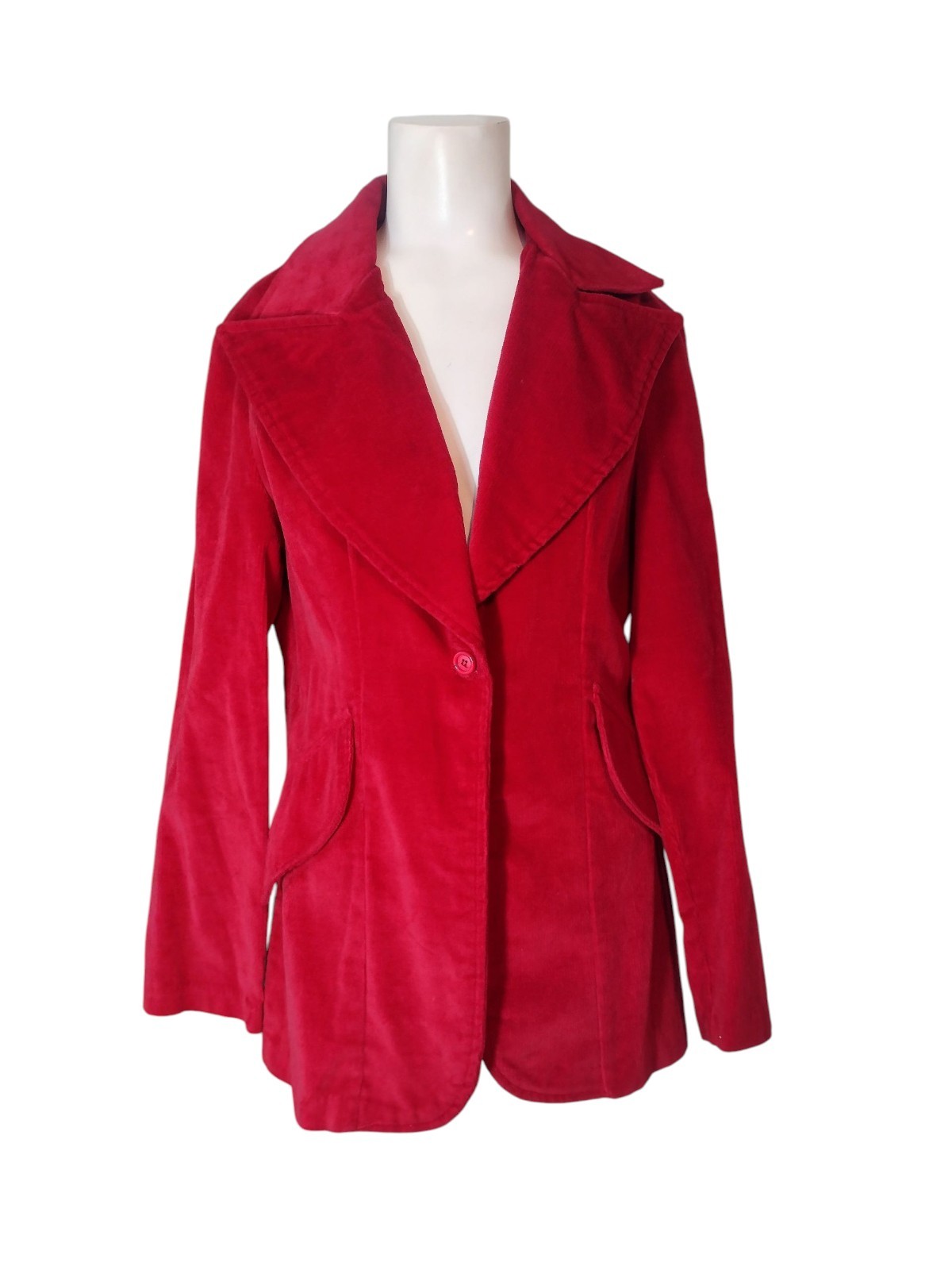 Vtg Miss Holly Corduroy Blazer Jacket 14 Soft Japan Red Tailored Preppy Office