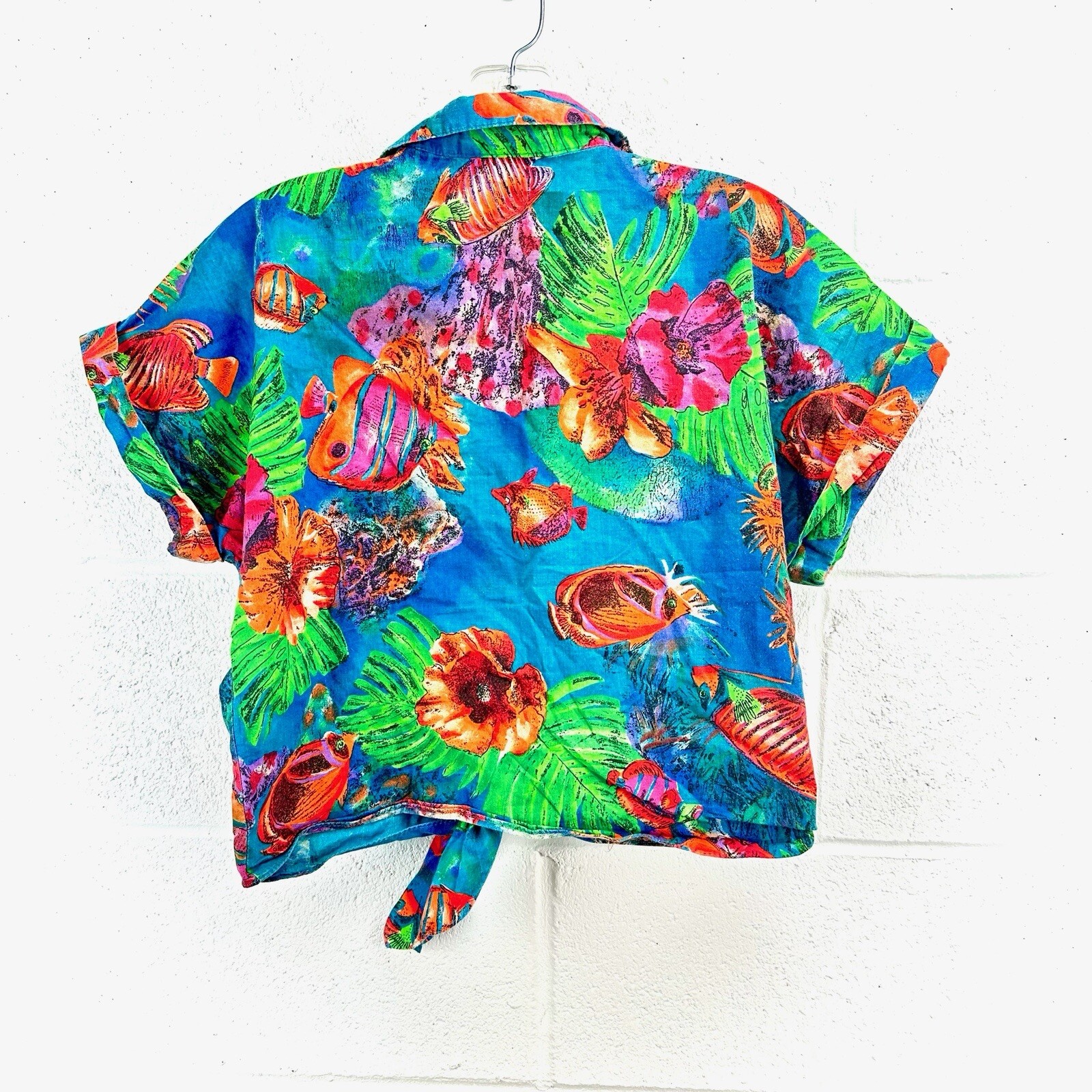 Connections Related Separates Hawaiian Tie Front Shirt Shorts Set Sz L Colorful