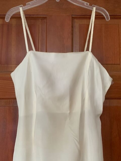 Authentic Antique 1920s Long Slim Full Slip Side Hooks Snaps Rayon Taffeta Darts