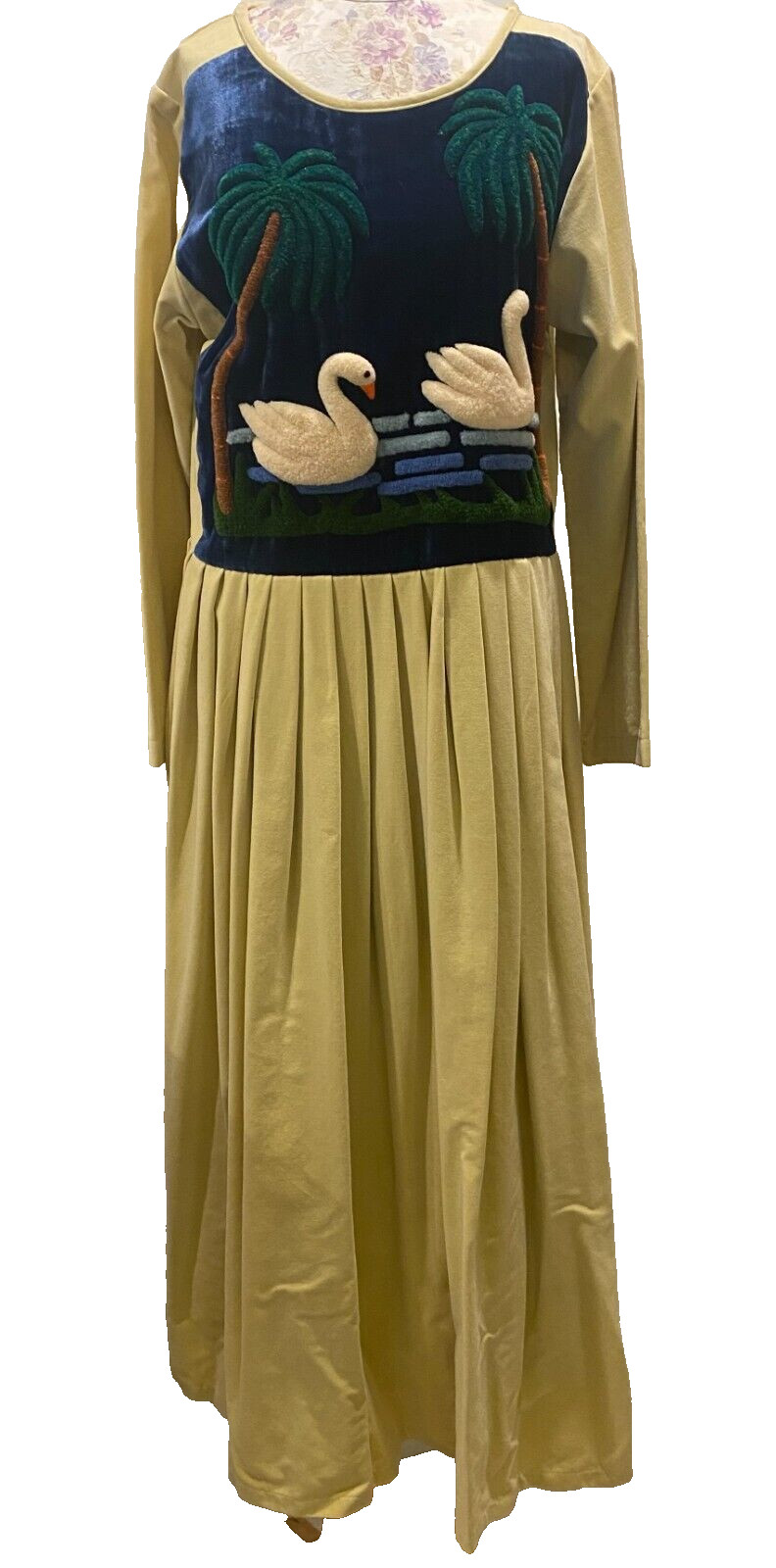 Textile Art One of a Kind Stumpwork Velvet Dress Handmade in America