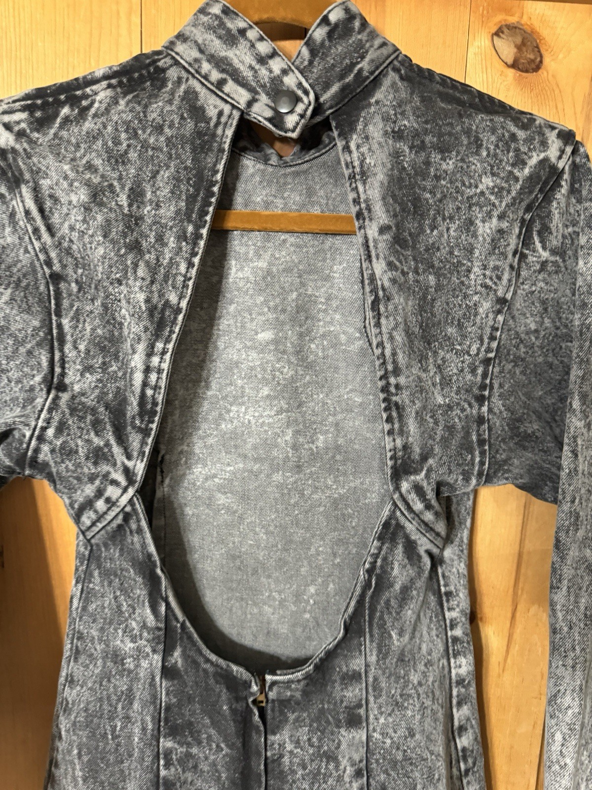 80&rsquo;s VTG Paris Blues Stonewashed Black Acid Wash Bodycon Dress Juniors 7 XS/S