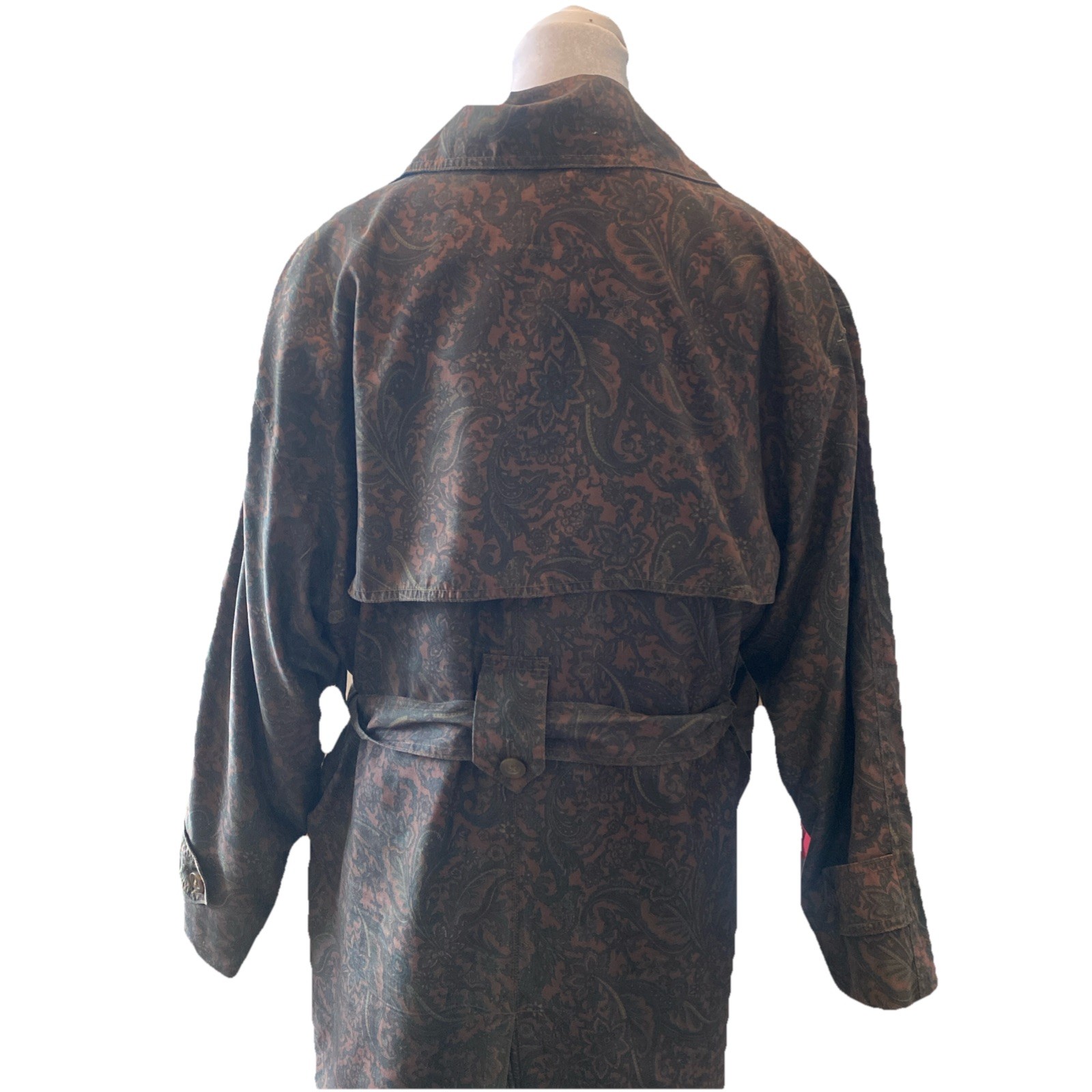 Vintage Vtg Women’s London Fog Trench Coat Duster Paisley Liner Sz 10 Goth