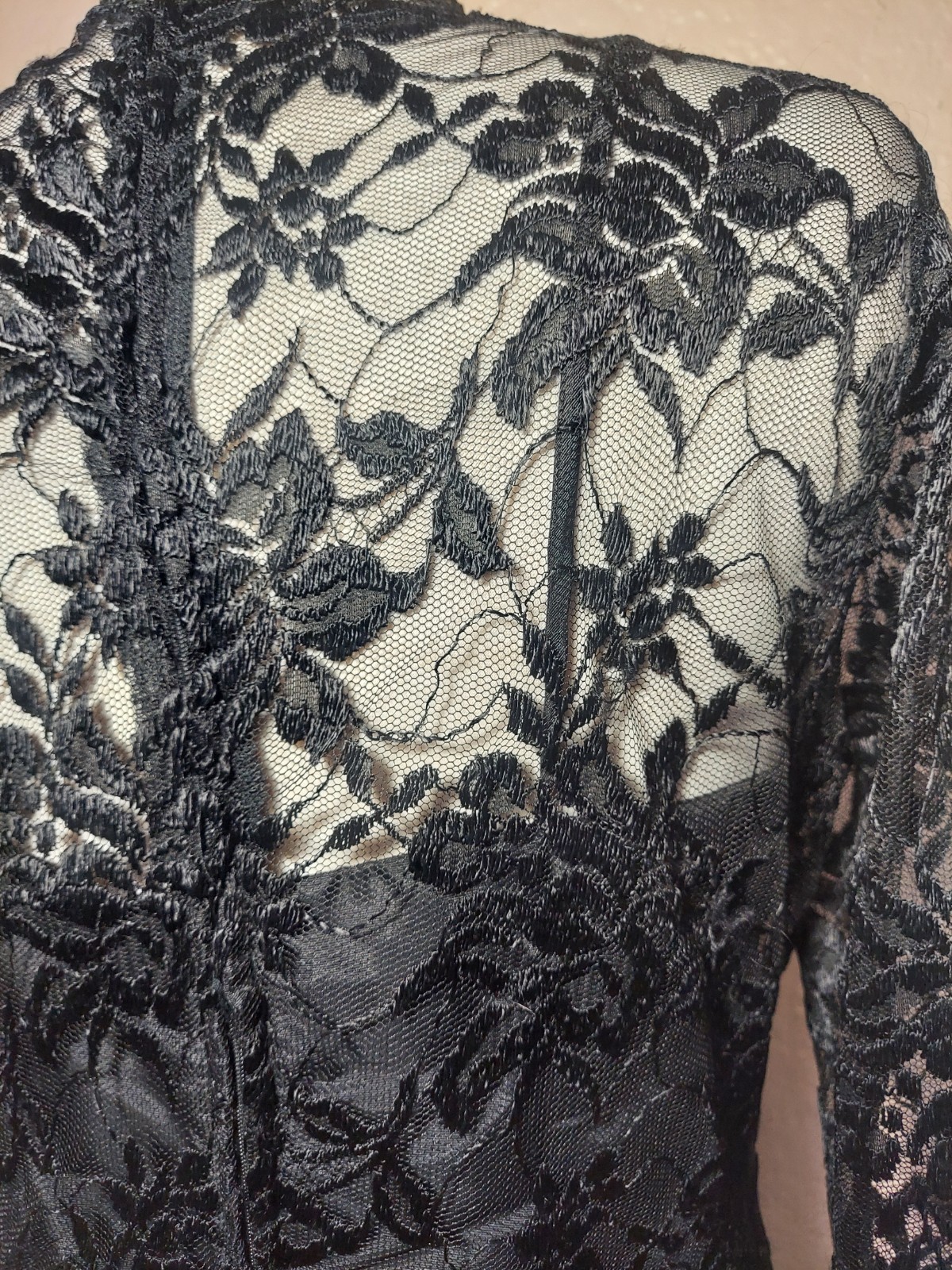 Vintage Expo Nite Cocktail Dress M Women Black Sequined Lace