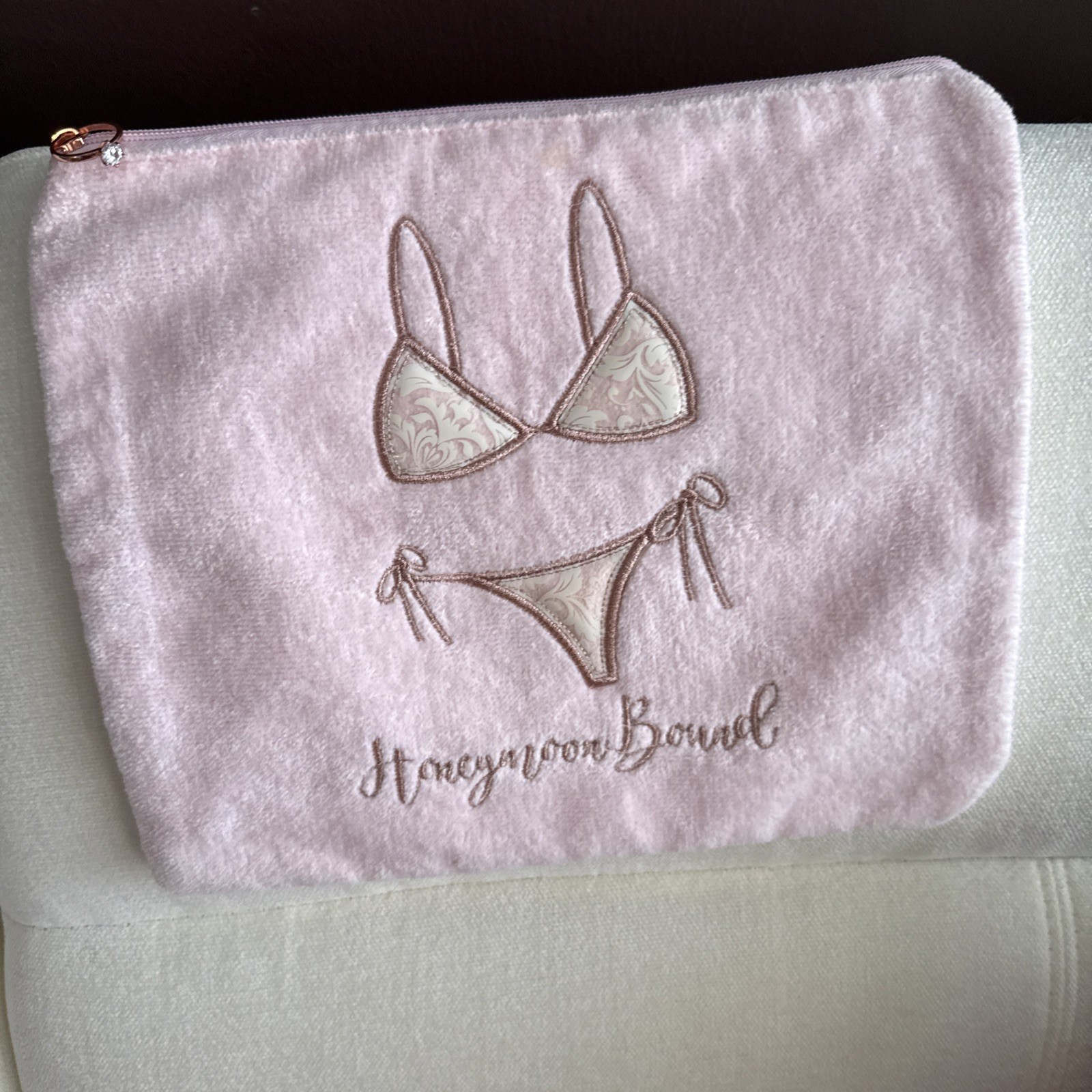 Women&rsquo;s Honeymoon Bound Pink Terry Cloth Lingerie Swimsuit Bag