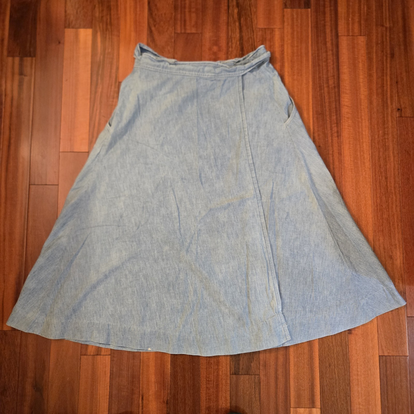 Vintage Stockton Light Denim Full-Circle Wrap Skirt Cottage Prairie Bohemian