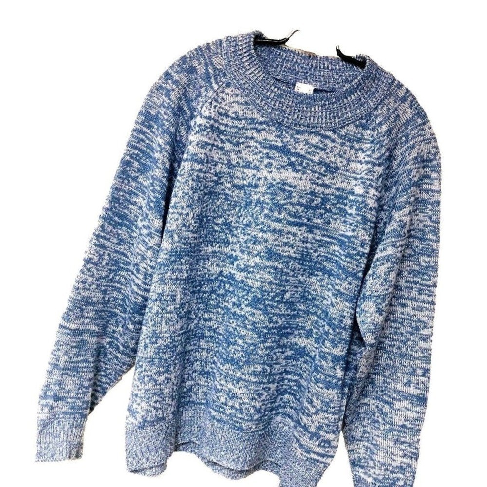 Venus Blue Variegated Crewneck Sweater Womens 10 NWOT Pullover Activewear Winter