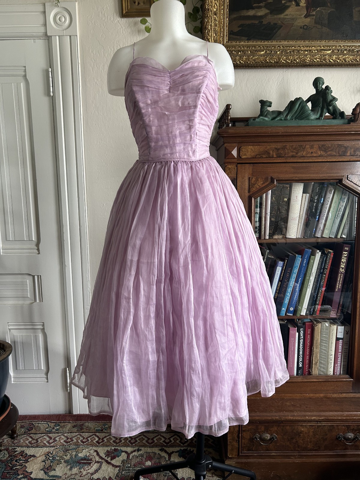 Vintage 1950s Lilac Emma Domb Lavender CHIFFON Organza Party Prom Cupcake DRESS