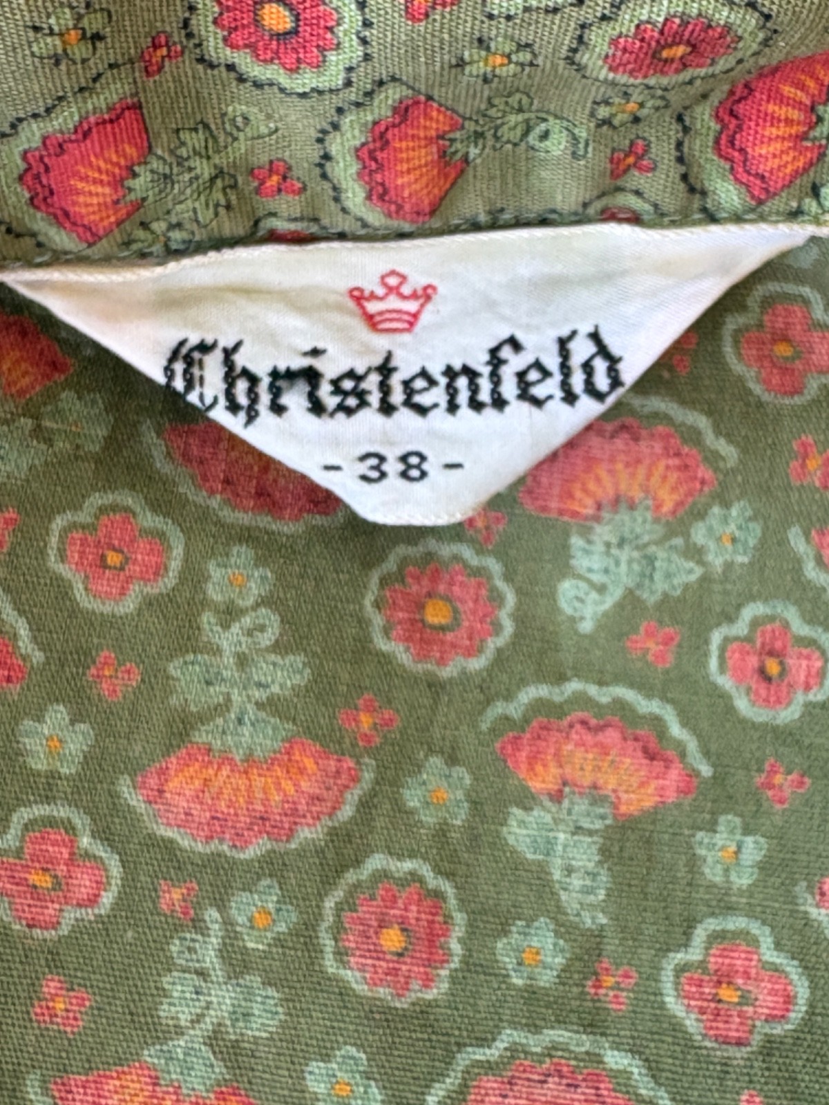 Vintage 50s 60s Christenfeld Button Down Blouse Green M/L Rockabilly Mid Century