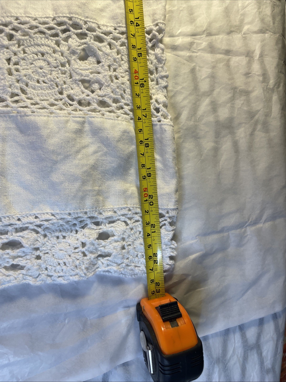 DKNY 100% Linen Bohemian Drawstring Crochet Hem Skirt Large
