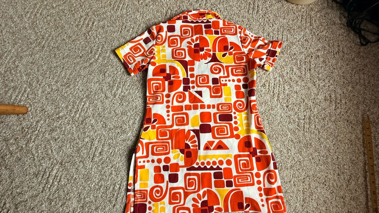 Vintage 70s Montgomery Wards Mod Tunic Top Geometric Circles L Size 32? Small?