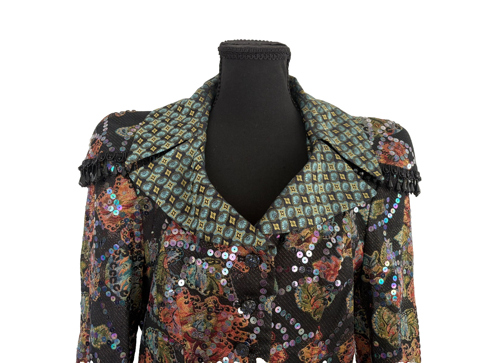 Rare VTG 1990s Christian Lacroix Paris Embellished Couture Jacket FR 42