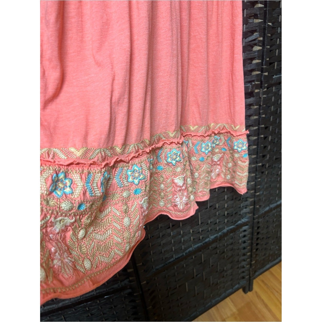 Johnny Was retro style pink embroidered dress size medium
