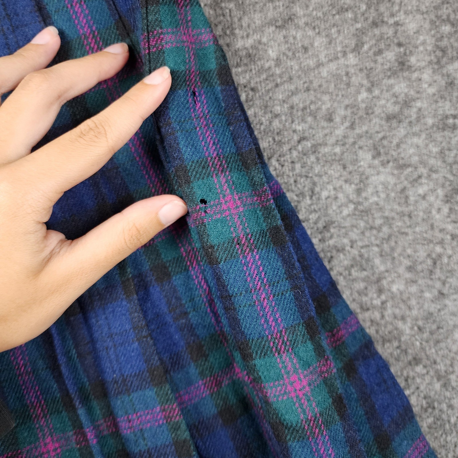Pendleton Pleated Maxi Skirt Women 10 Blue Green Bailey Tartan Wool Vintage