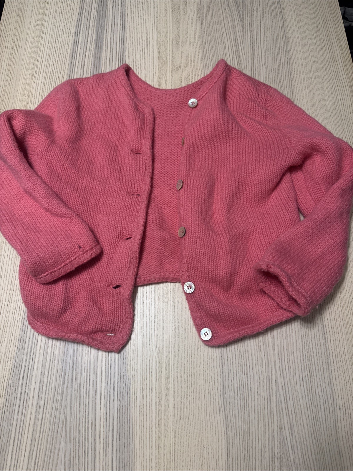 VTG Solt of California Pink Knit Crop Sweater Cardigan Mid Century Rockabilly