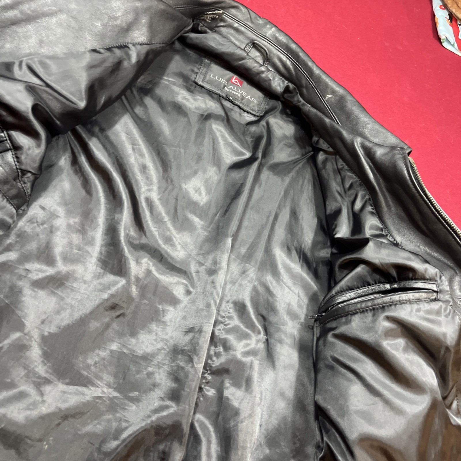 Luis Alvear Black Leather Jacket Zip Up Moto Biker Butterfly Arm Patch Women’s S