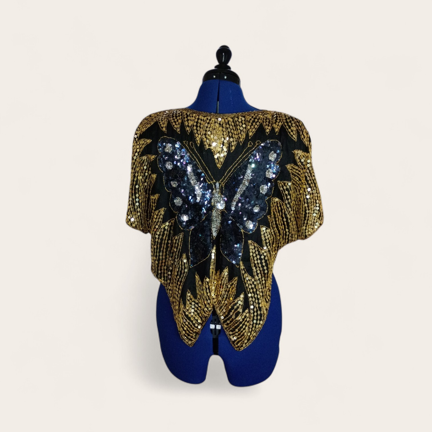 Vintage Sequin Butterfly Silk Top