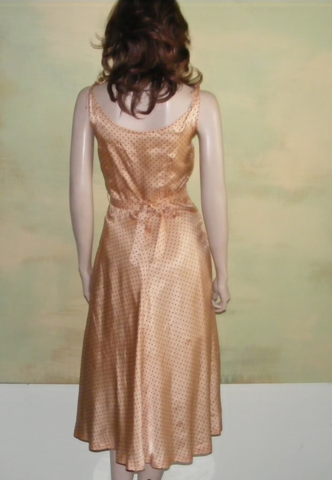 1950s Johara Swing Dress & Bolero Set, Shimmering Orange Faille, Swiss Dot VLV