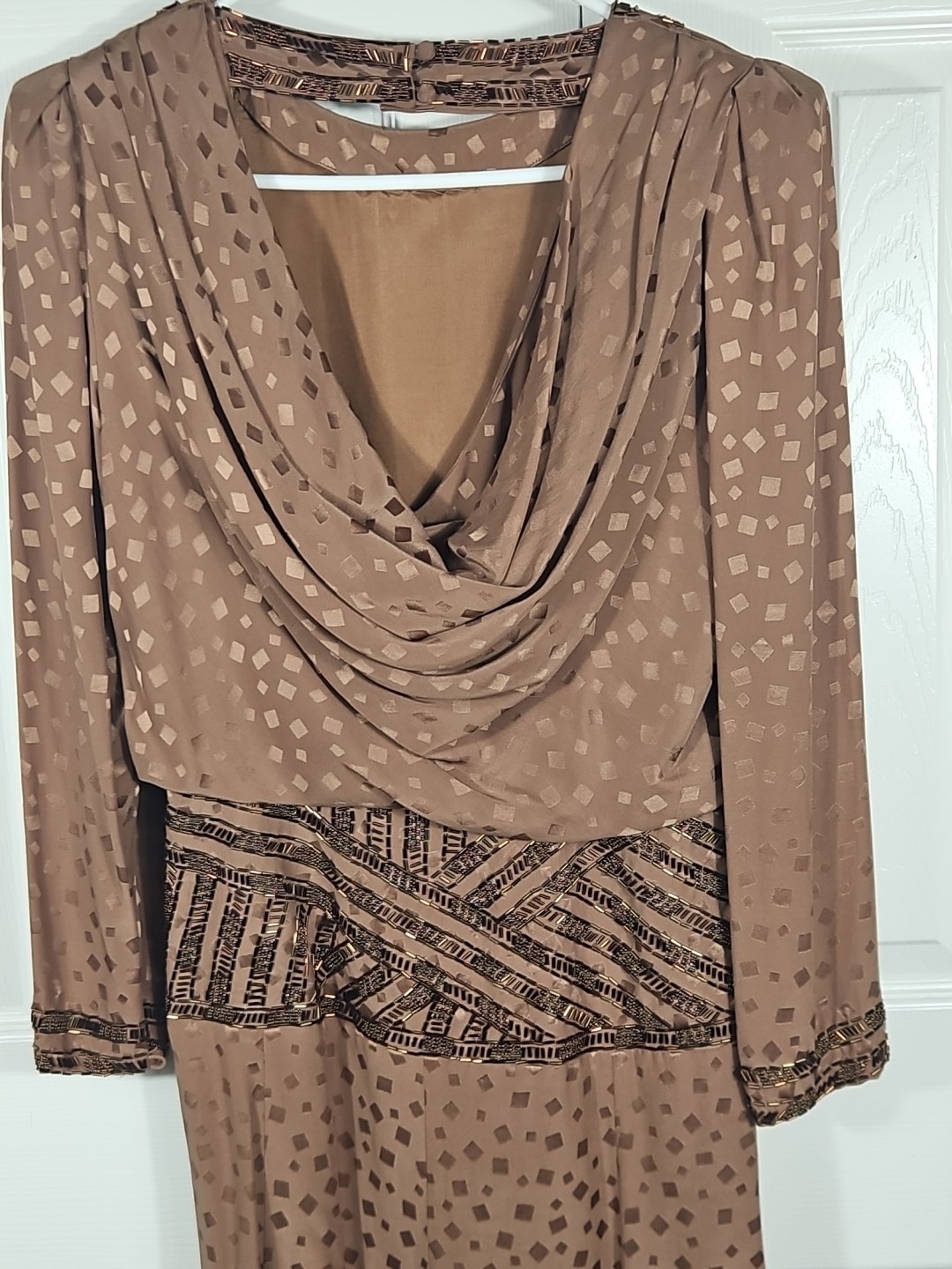 D&rsquo;ore Dynasty 100% Silk Hand Beaded Party Frock L Vintage 80s Glam Costume Gala