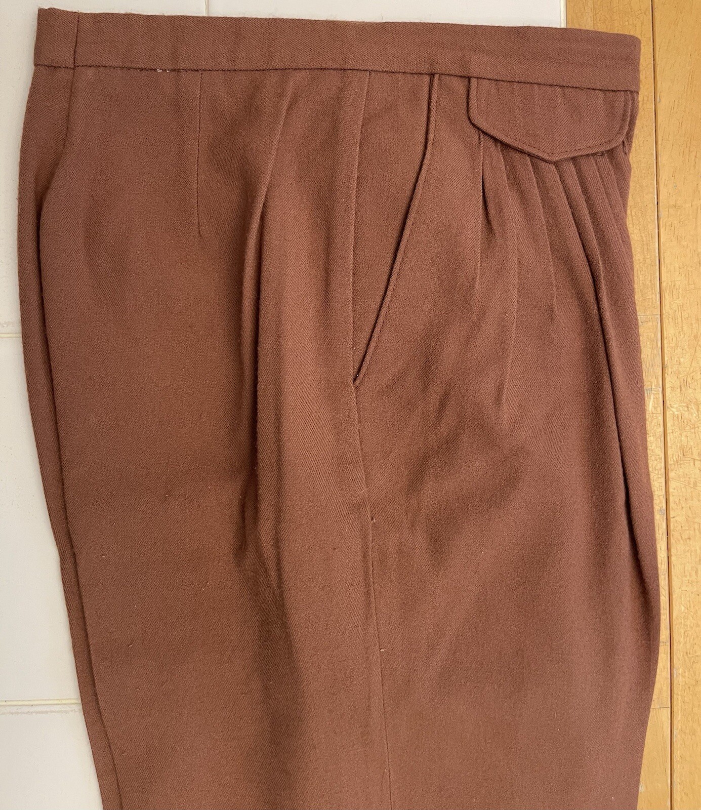 David N. Pants Womens Cinnamon Brown Wool Acrylic Trouser Vintage 24×29.5￼