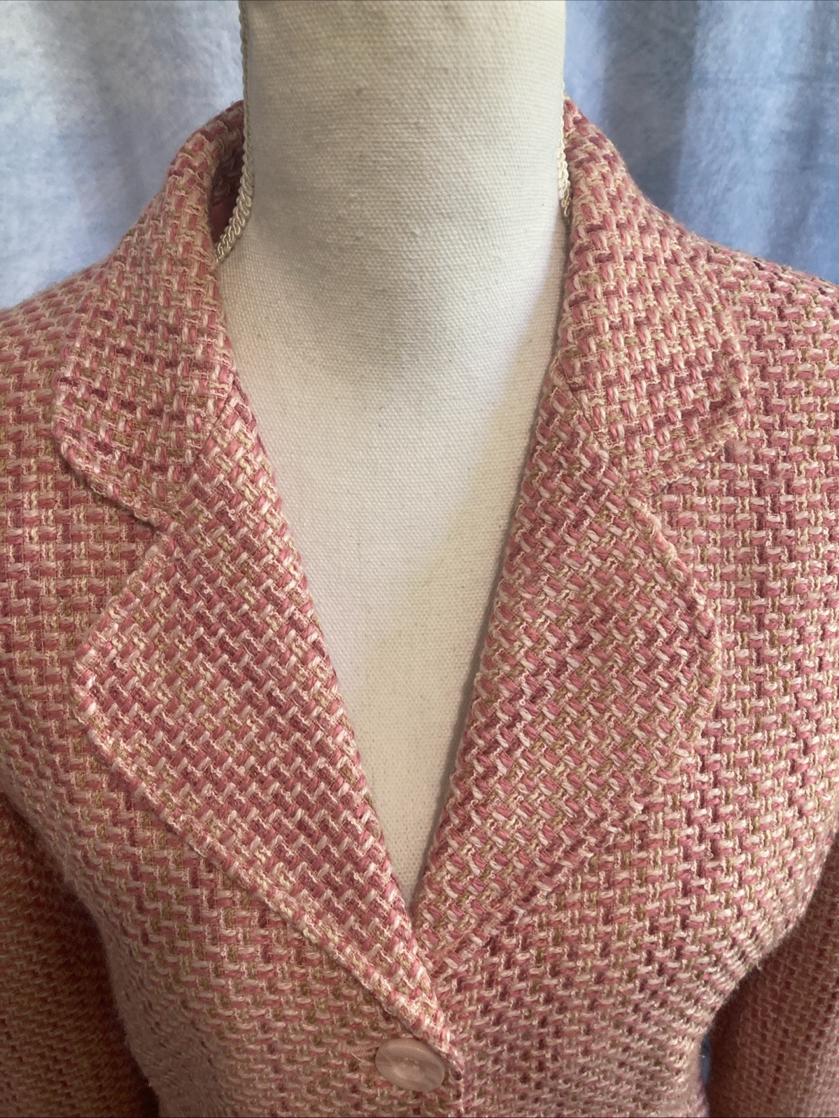 VTG 90s Y2K Villager Liz Claiborne Pink Tweed Blazer Jacket Lined Size 10