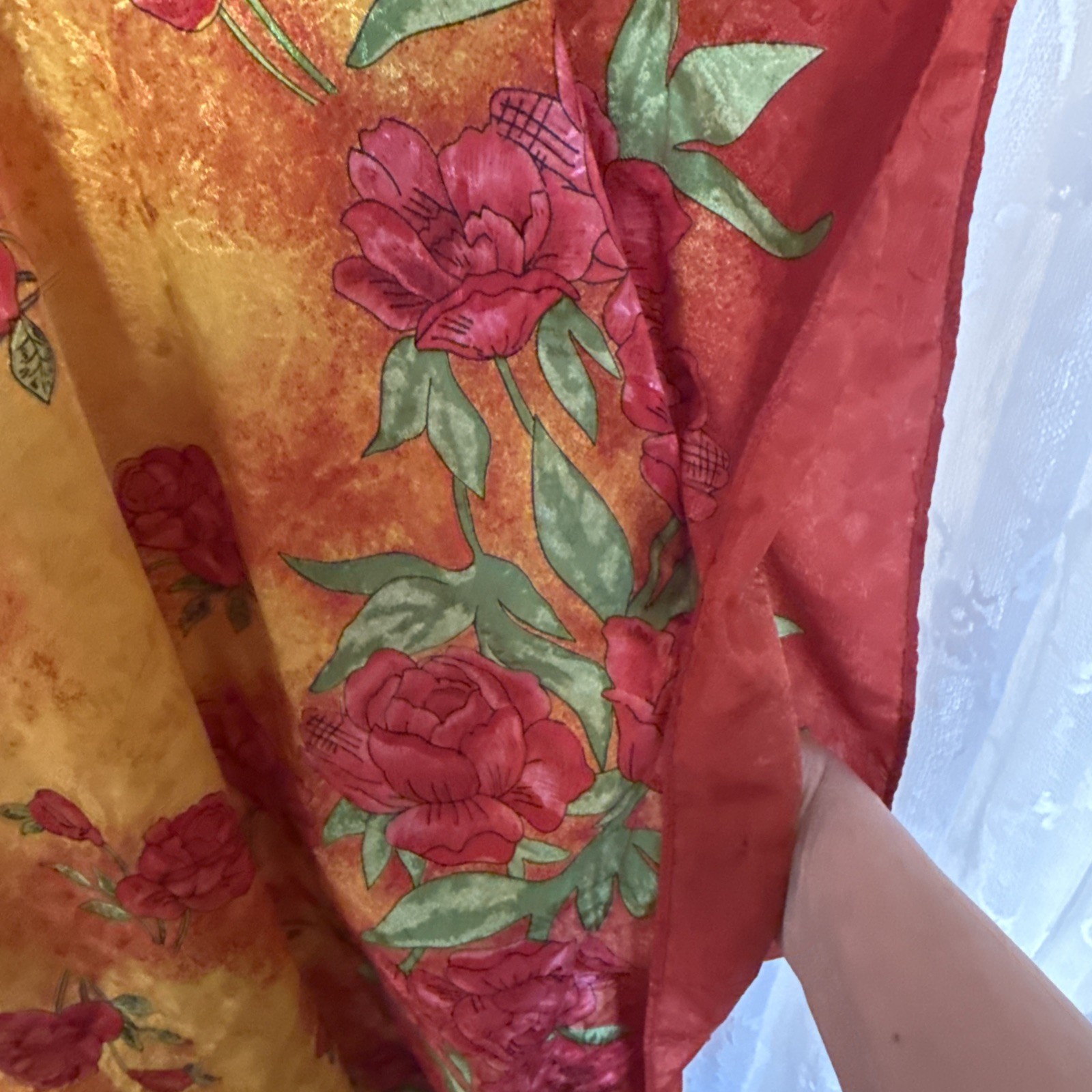 Vintage Simply Basic Multicolor Floral Jacquard One Size Pockets Muumuu Caftan