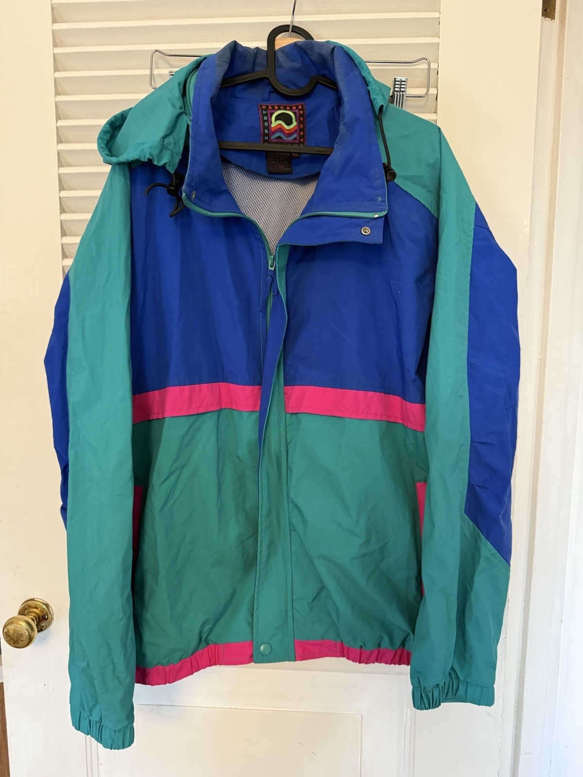 VTG 80’s 1990’s Color Block Neon Track Jacket Windbreaker Size Large Vintage
