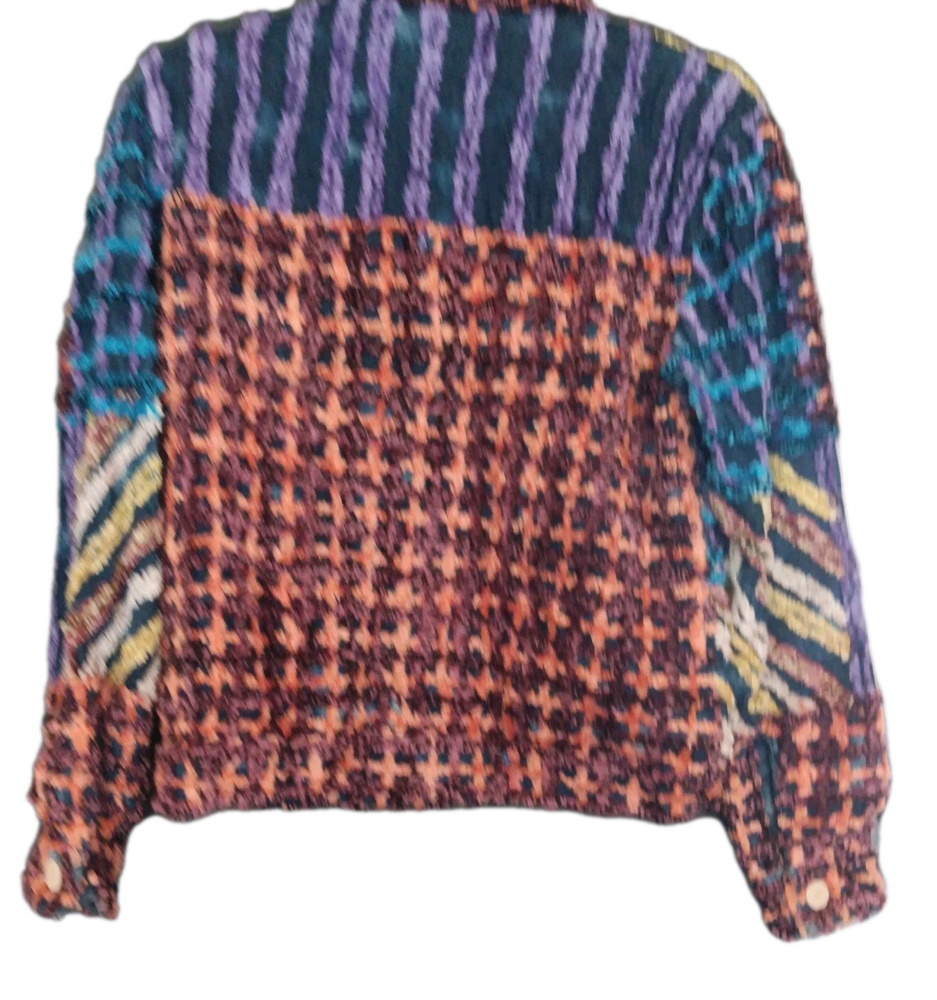 Vintage Chenille Patchwork Boho Jacket Women’s SZ S Art To Wear Sandy Starkman