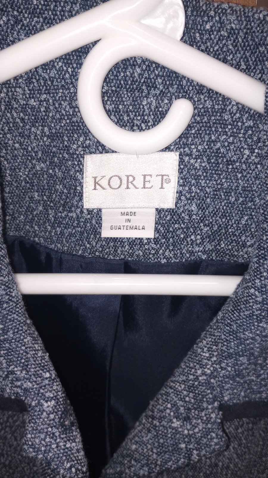 Vintage Koret 80s-90&rsquo;s Blue jacket with shoulder pads. Size Medium (12).