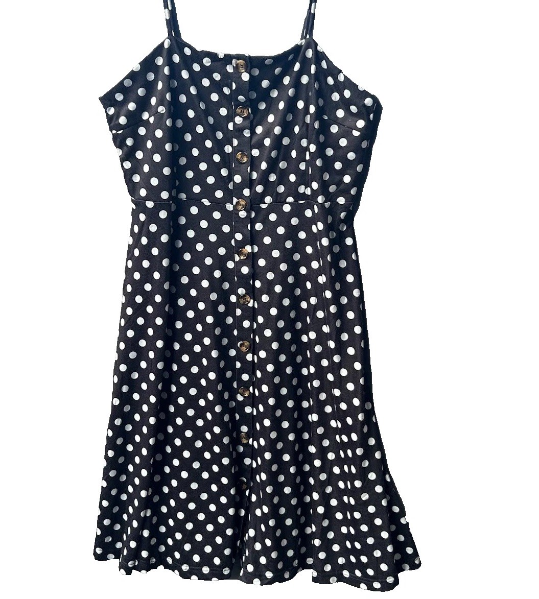 Black & White Polka Dot Sundress Size L Preppy Old Money Coquette 90s Grunge