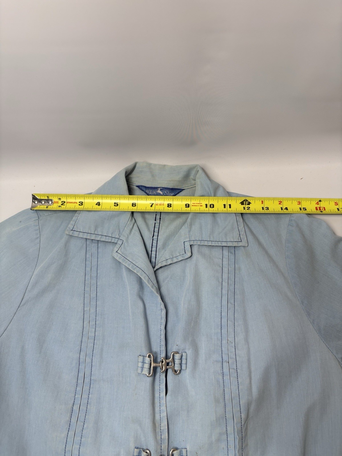 1960s White Stag Jean Jacket Light Weight Denim Anchor Buckle Front Women’s M/L