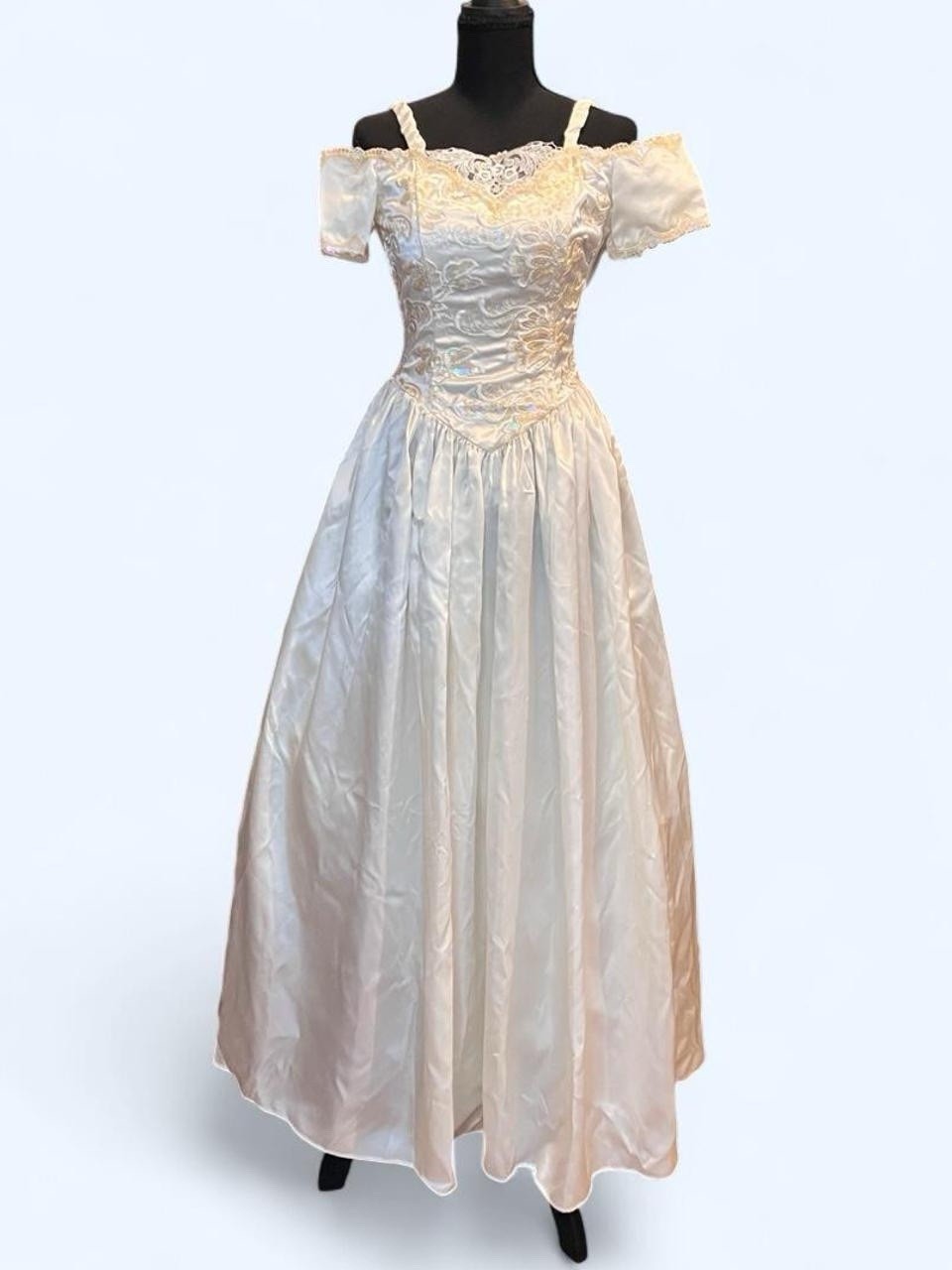 Jessica McClintock Gunne Sax Vintage 80s White Formal Wedding Dress Size XS