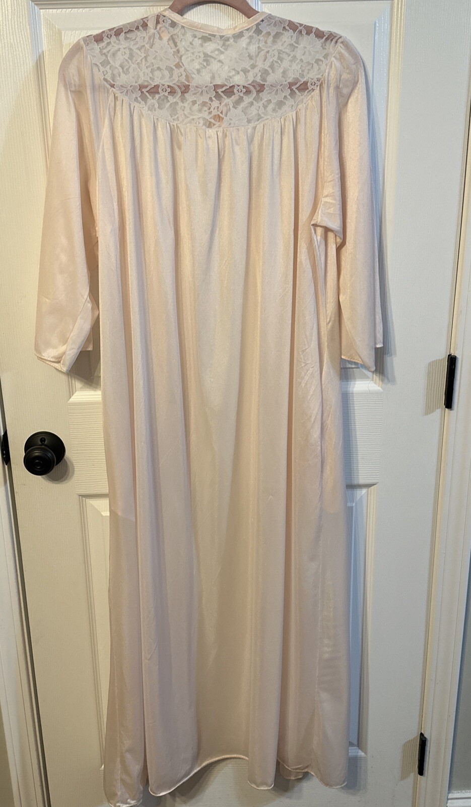 Vtg Pink Peignoir Open Front Embroidered Ruffle Lace Sz 8/16 Romantic Valentine