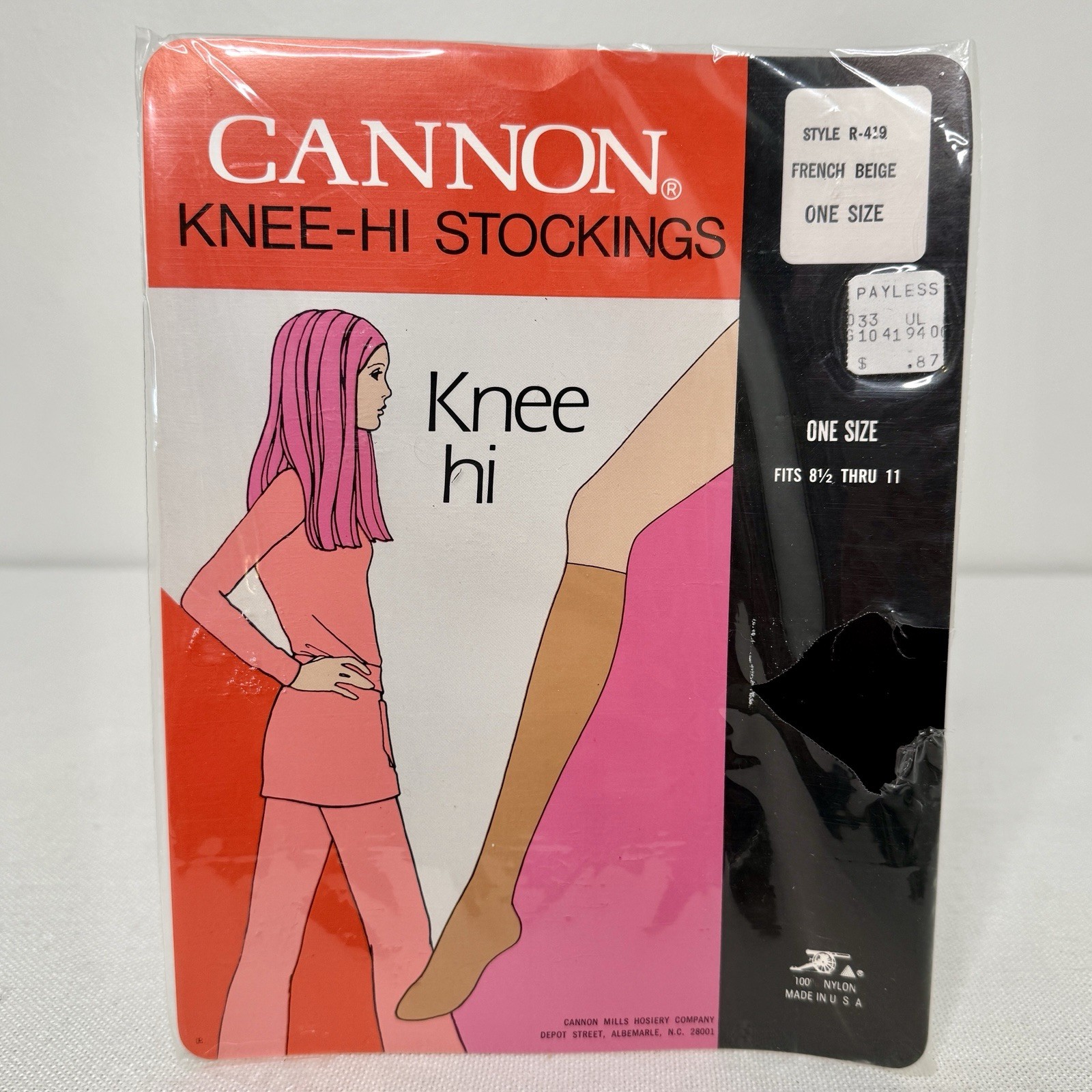 Vintage Cannon Knee Highs Seamless Knit Stockings 8.5-11 French Beige New