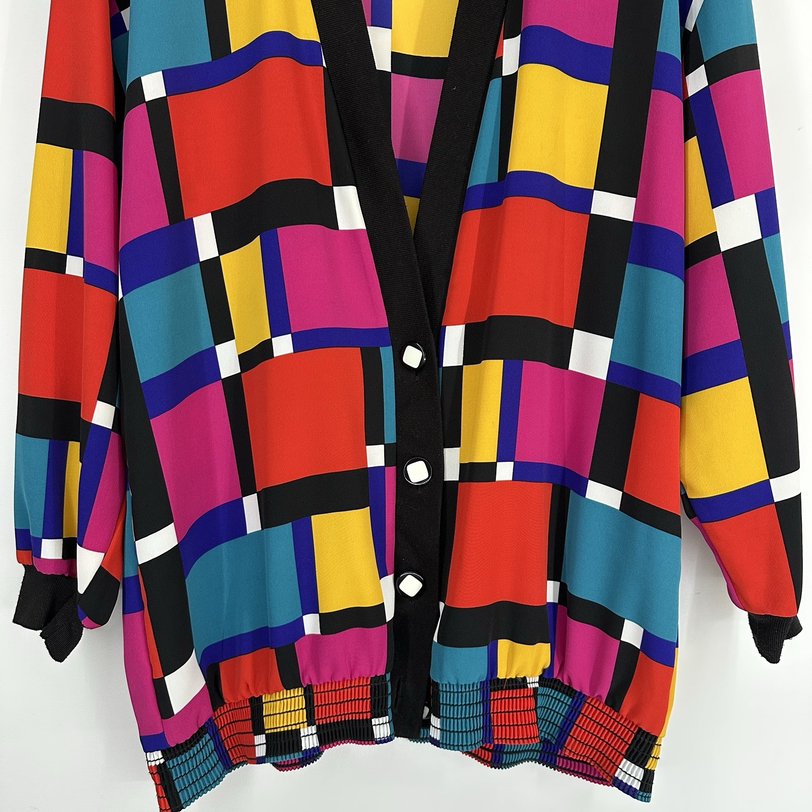 Peter Popovitch Colorful cardigan Medium Art Deco Women’s Geometric Fun 80s