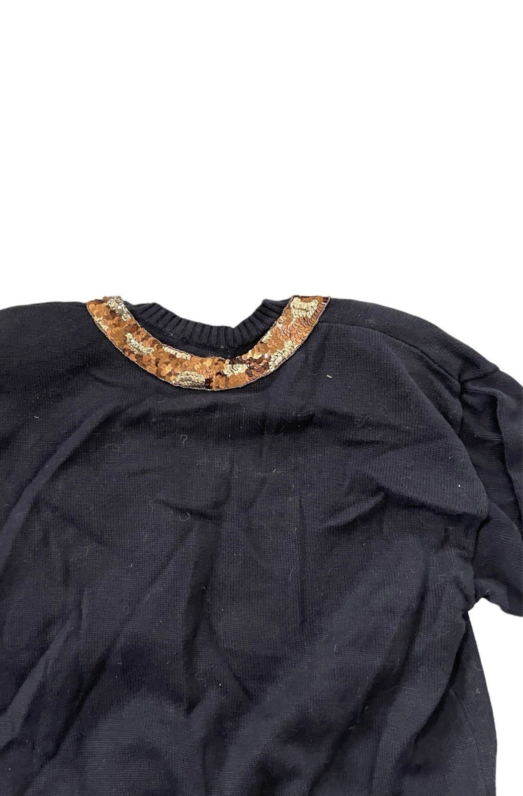 Vintage 1980s Sequined Giraffe Sweater Shoulder Pads