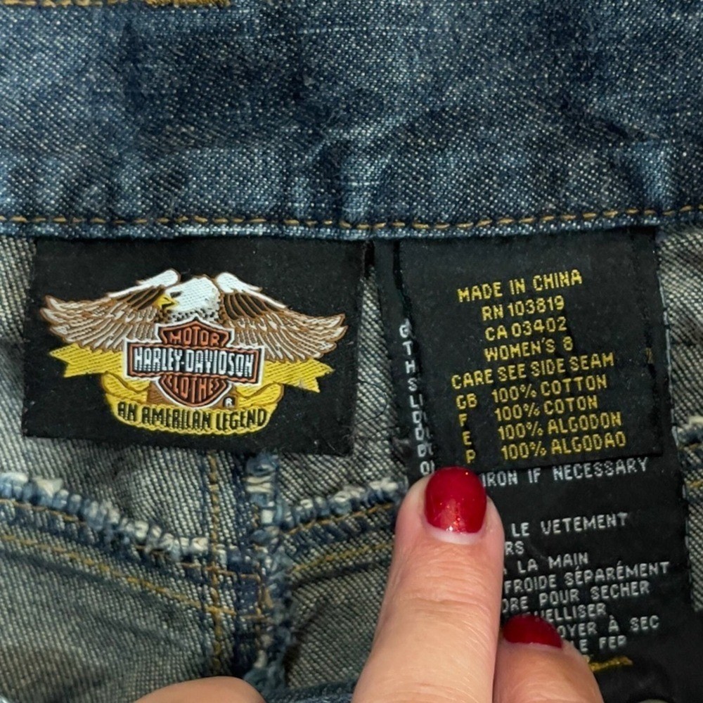 Harley-Davidson Size 8 Rhinestone Jeans Moto Bikercore Biker Babe Straight Leg