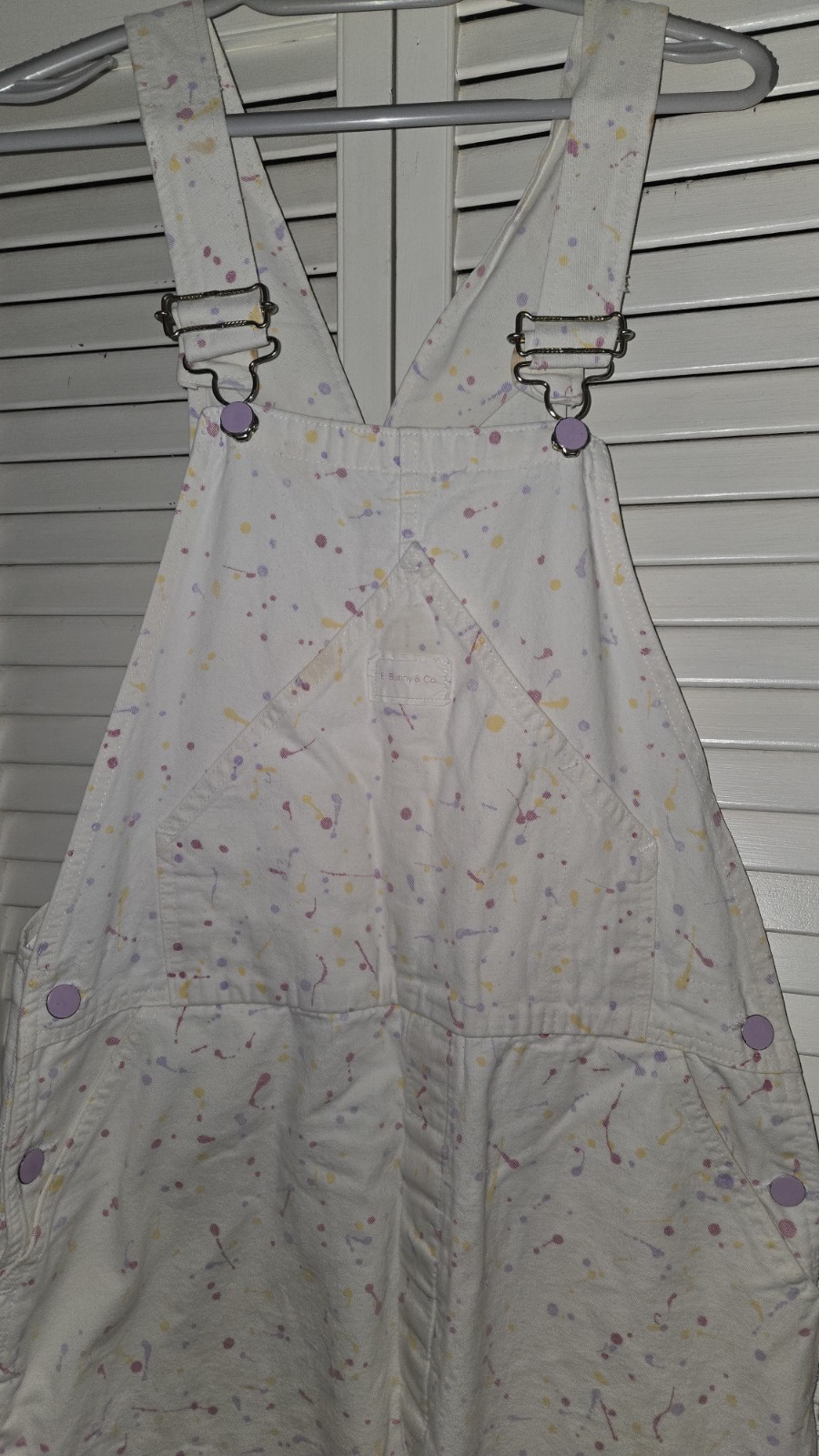 Vtg 90&rsquo;sHallmark E.Bunny & Co Paint Splatter Cotton Overall Size L Rare Find