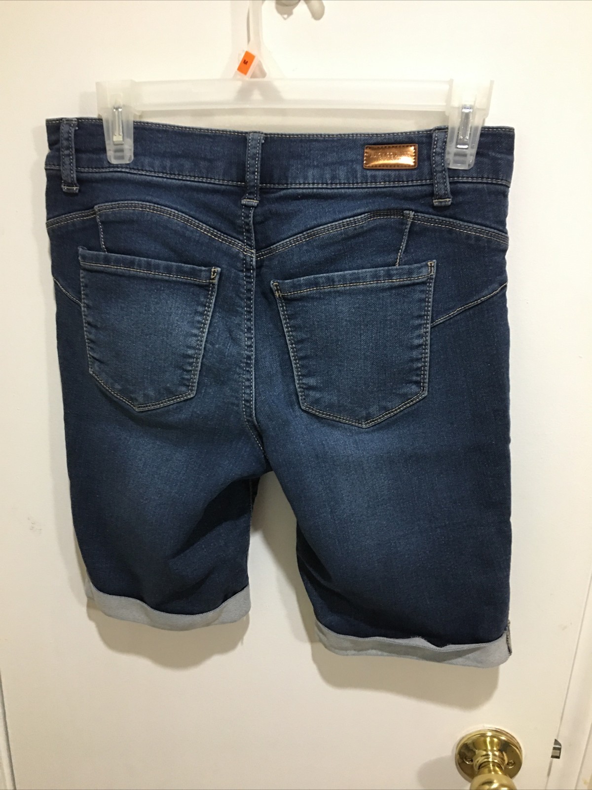 Juicy Couture Blue Denim Stretchy Cuffed Shorts Size 4 Hipster Glam Summer
