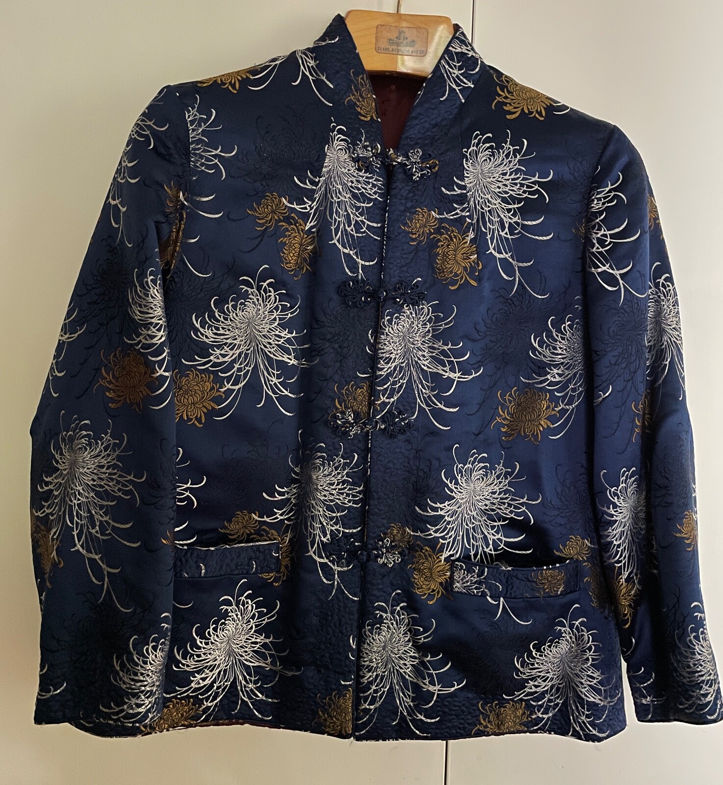 Vintage Chinese Reversible Jacket, sz. XL, Solz Squirrel, silk?/rayon?