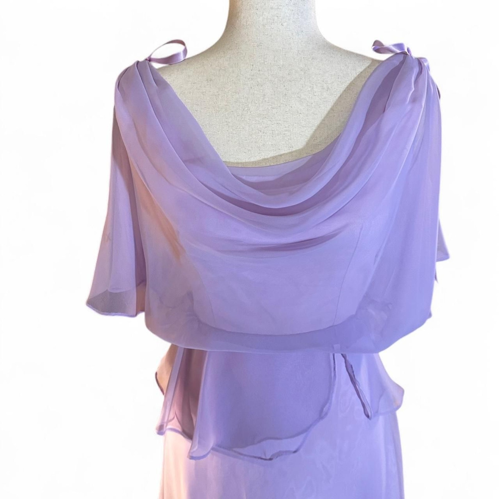 60s Lavender Chiffon Cowl Neck Union Made Formal Gown