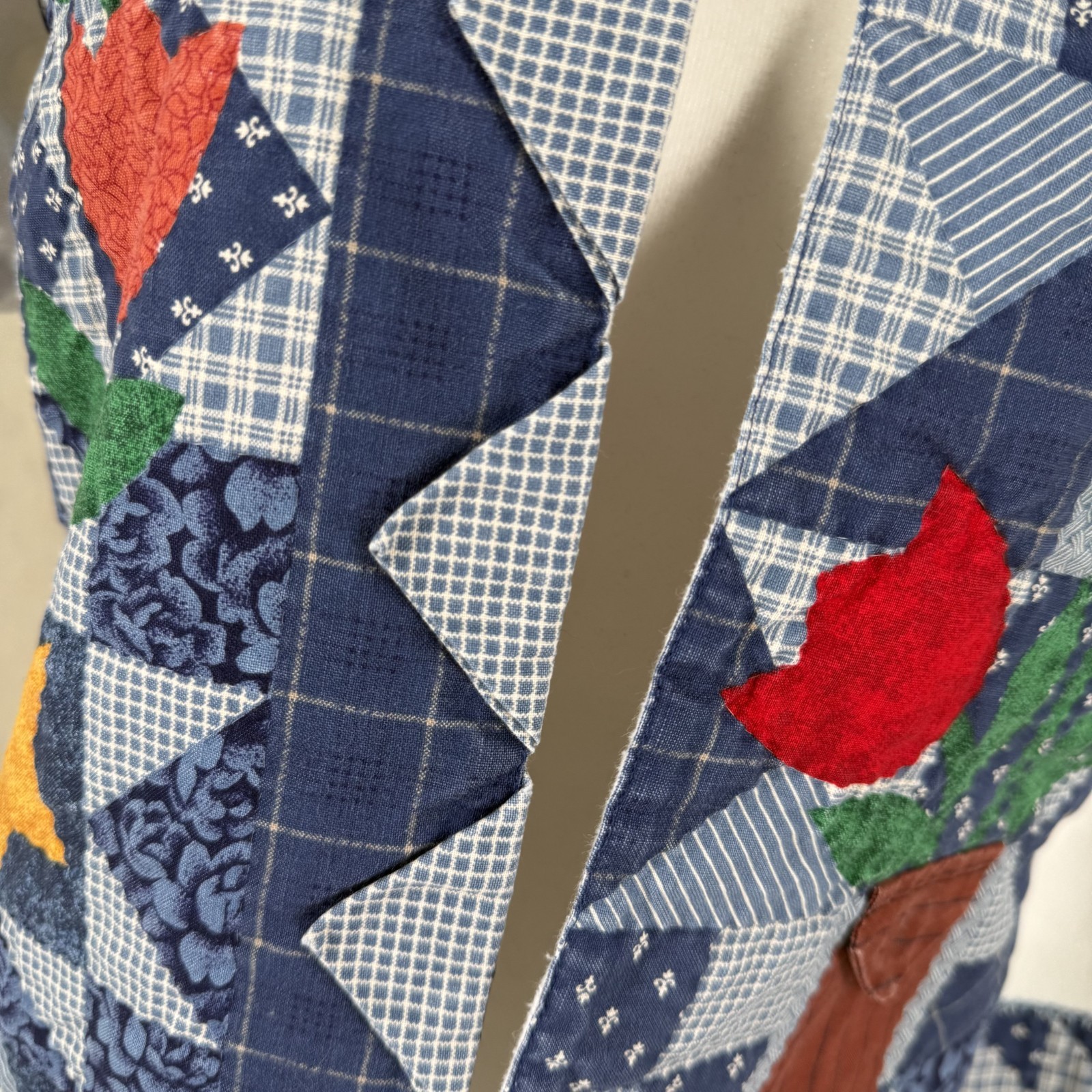 VTG Handmade Quilt Patchwork Sweater Jacket Cottagecore Teacher Folk Flowers SM