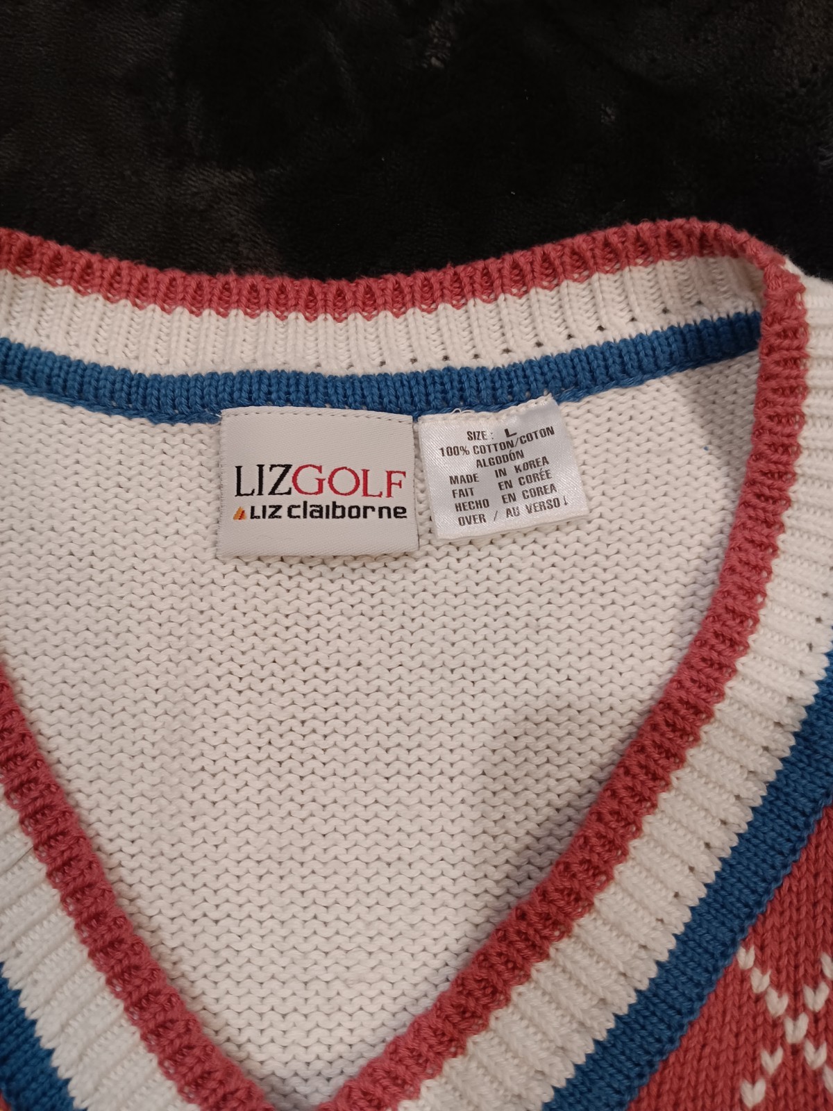 Lizgolf Classic Preppy Argyle V-neck Sweater Vest In Excellent Condition