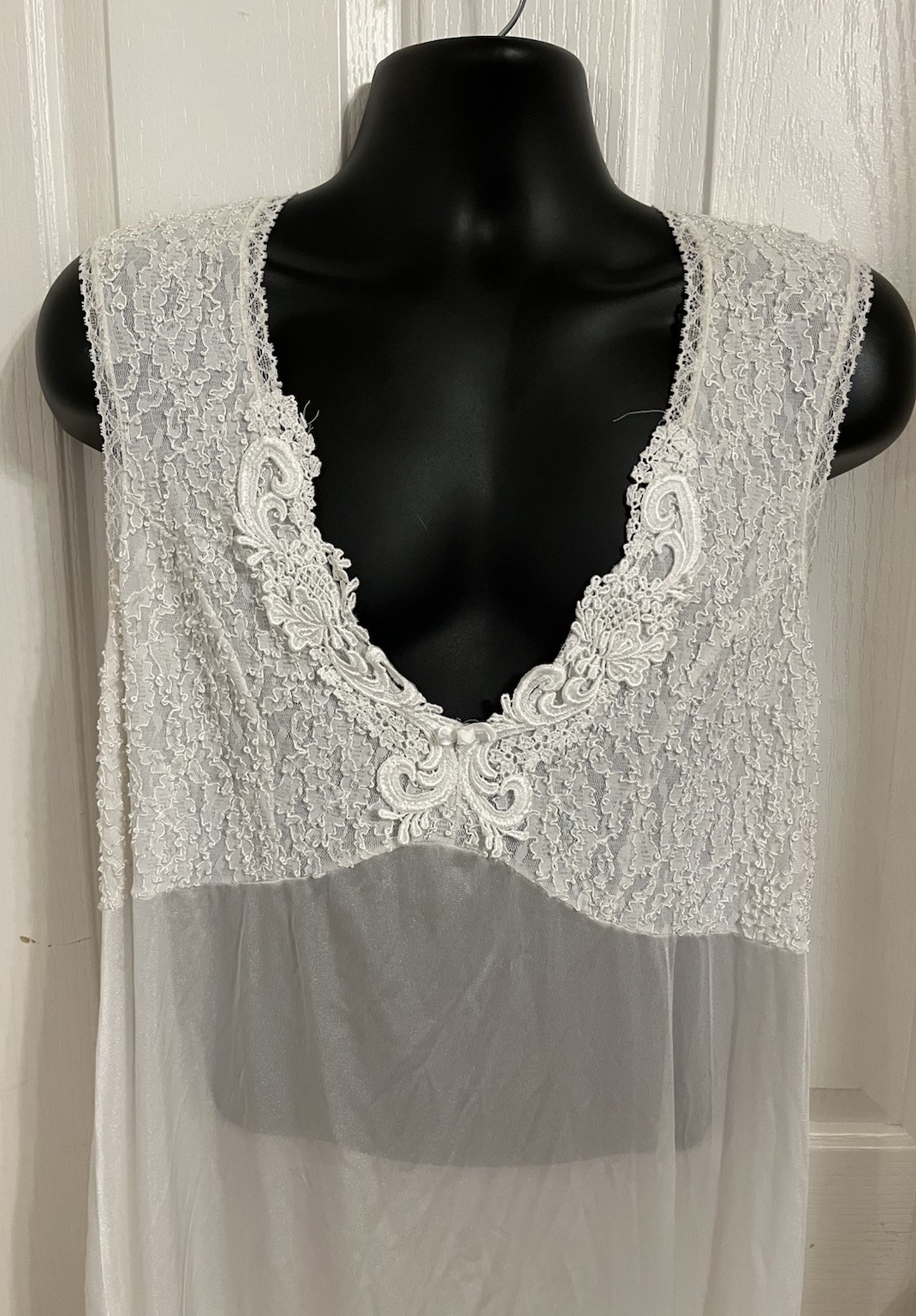 VTG Val Mode 2 Pc Peignoir Set Plus Lace Embroidery Sheer Gown Robe Wedding 1X
